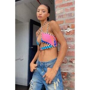 Y2K TIGER MIST Elysa Crop Top Sexy Cut Out Strappy Sexy Summer Size XS